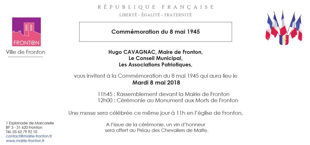 Invitation Commémoration 8 mai 1945