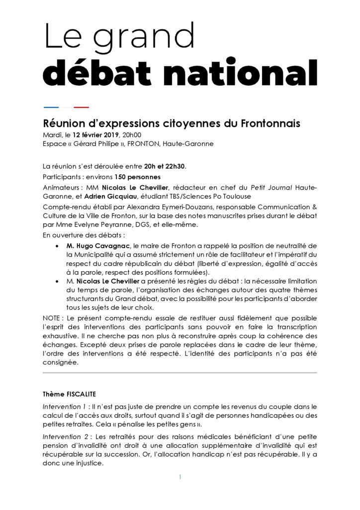 Compte rendu GDN-Réunion d’expressions citoyennes du Frontonnais Fronton 02122019