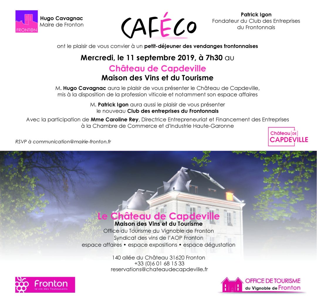 Invitation Petit déjeuner Club des entrepreneurs Château de Capdeville 11.09.2019
