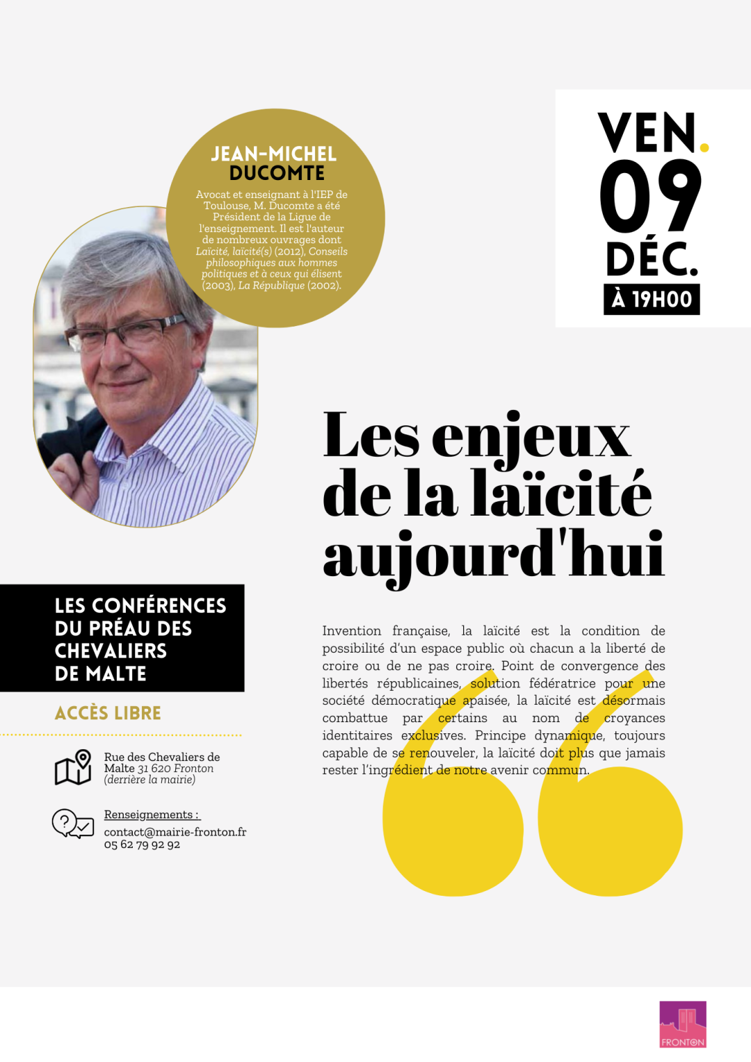 Affiche A3 Conférence Jean Michel Ducomte 09.12.22