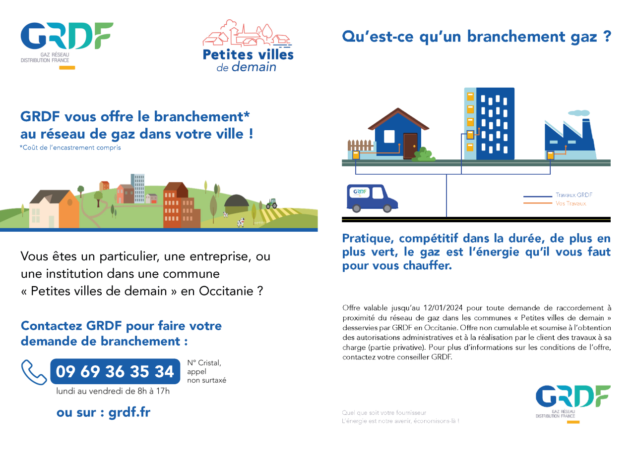 GRDF offre le branchement au réseau de gaz avant le 12 janvier 2024