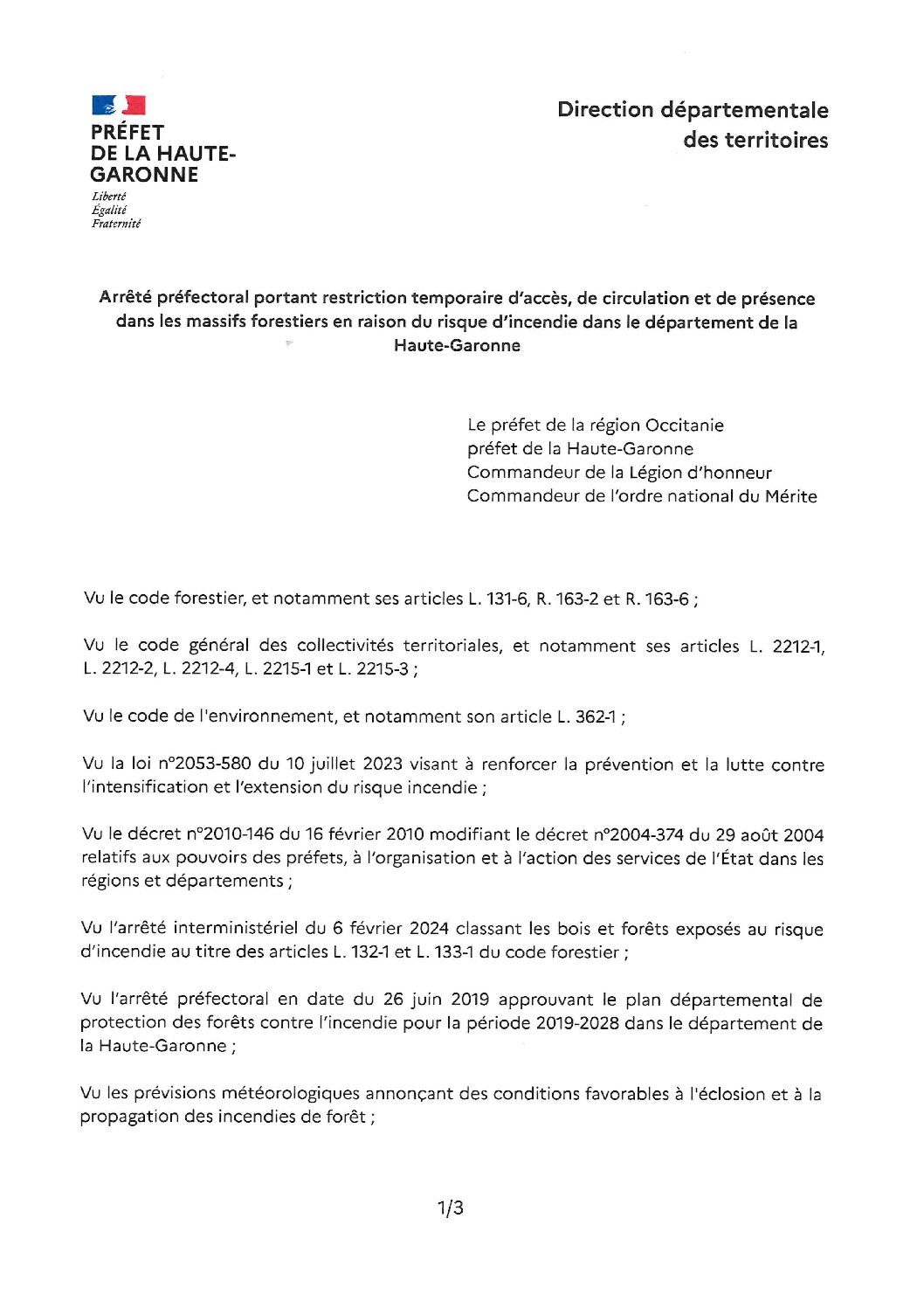 AP Restriction feu de foret 24 juin 2026 signé